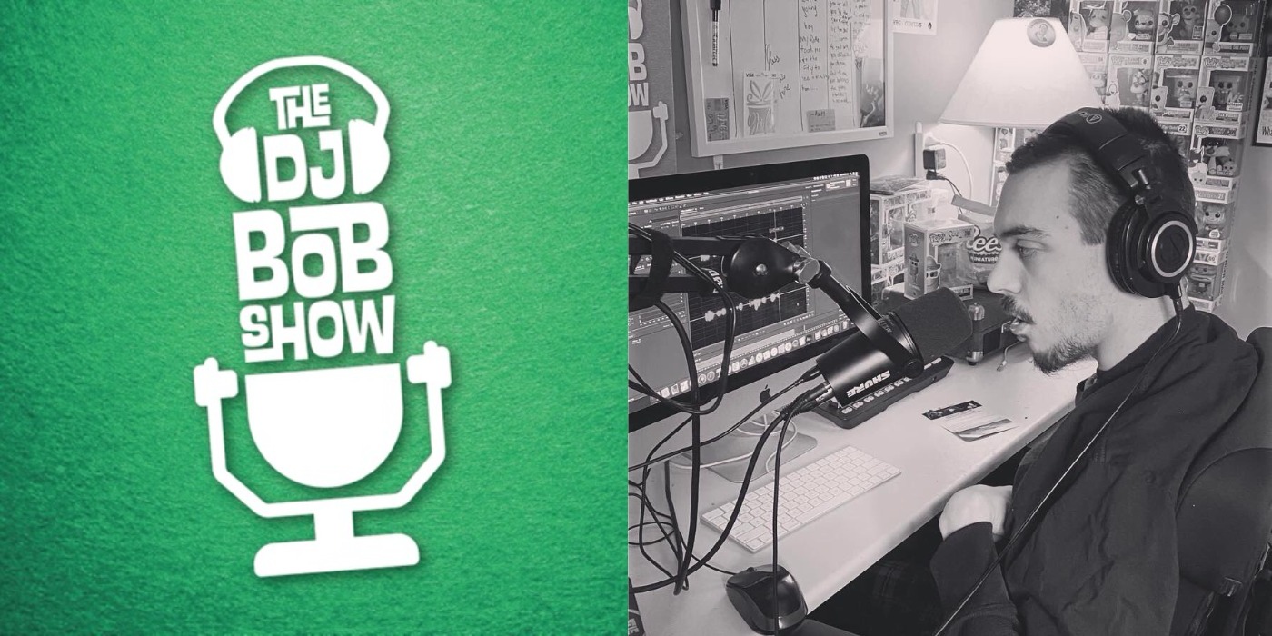 Left, DJ Bob Show logo. Right, DJ Bob Runkel
