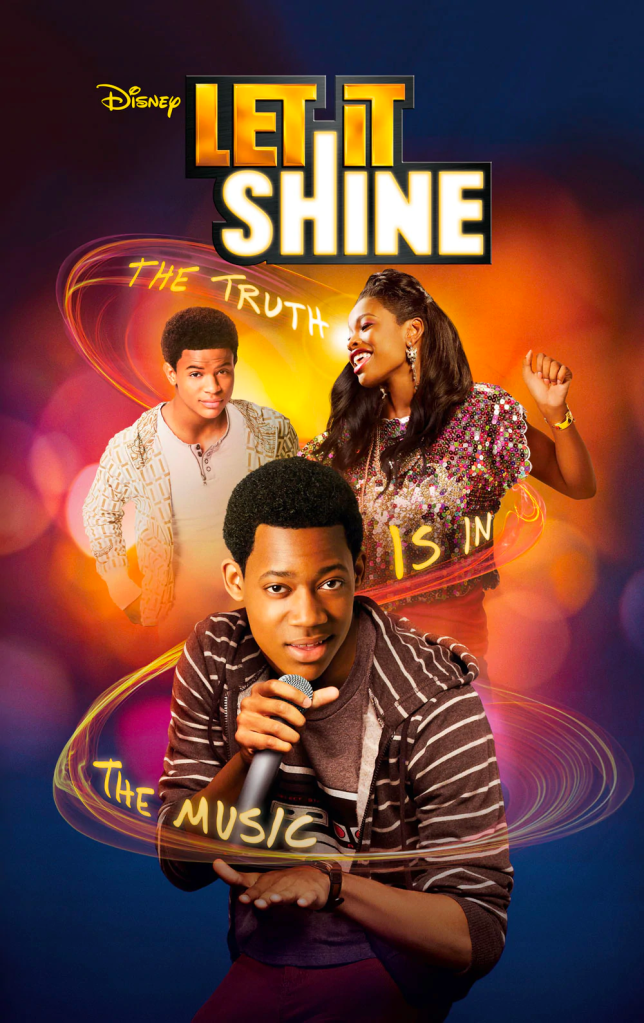 Let It Shine poster featuring characters Kris, Roxie, and Truth (holding microphone)