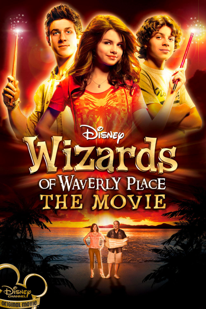 Wizards of Waverly Place movie poster featuring Russo family on the beach
