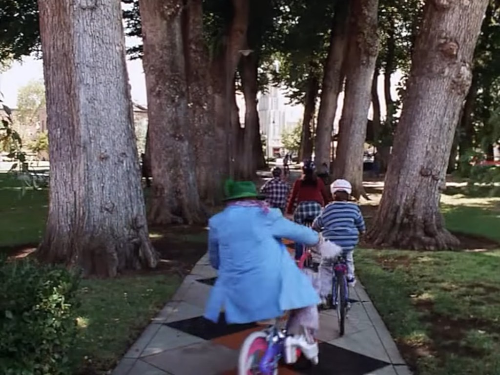Kids biking with Harold