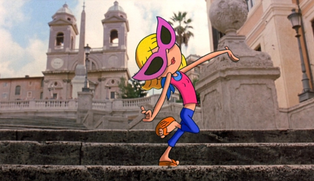 animated Lizzie in cat-eye sunglasses